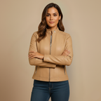 Fitted women's jacket made of imitation leather with zipper Fashion Grand