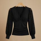 Women’s long sleeve lace v-neck blouse Fashion Grand