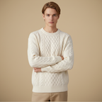 Men Relaxed Cable Knit Round Neck Sweater Fashion Grand