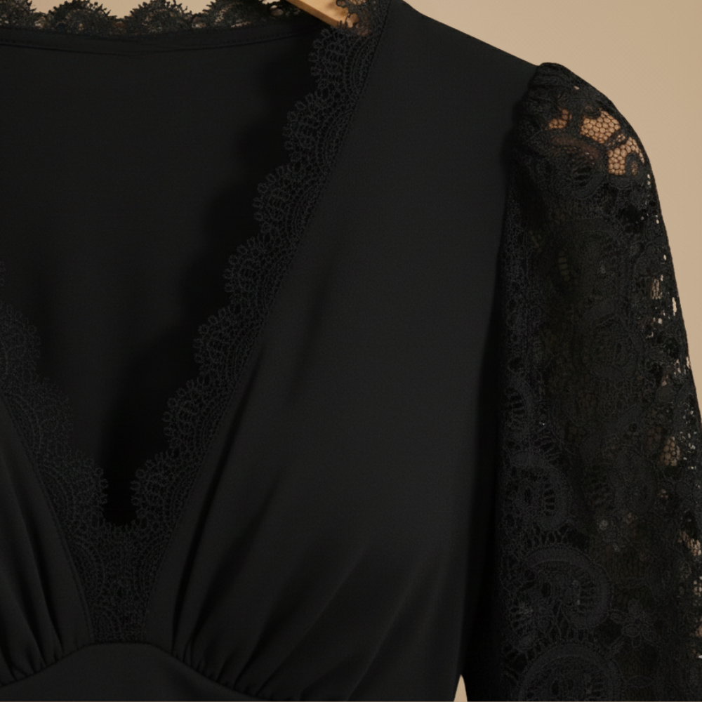 Women’s long sleeve lace v-neck blouse Fashion Grand
