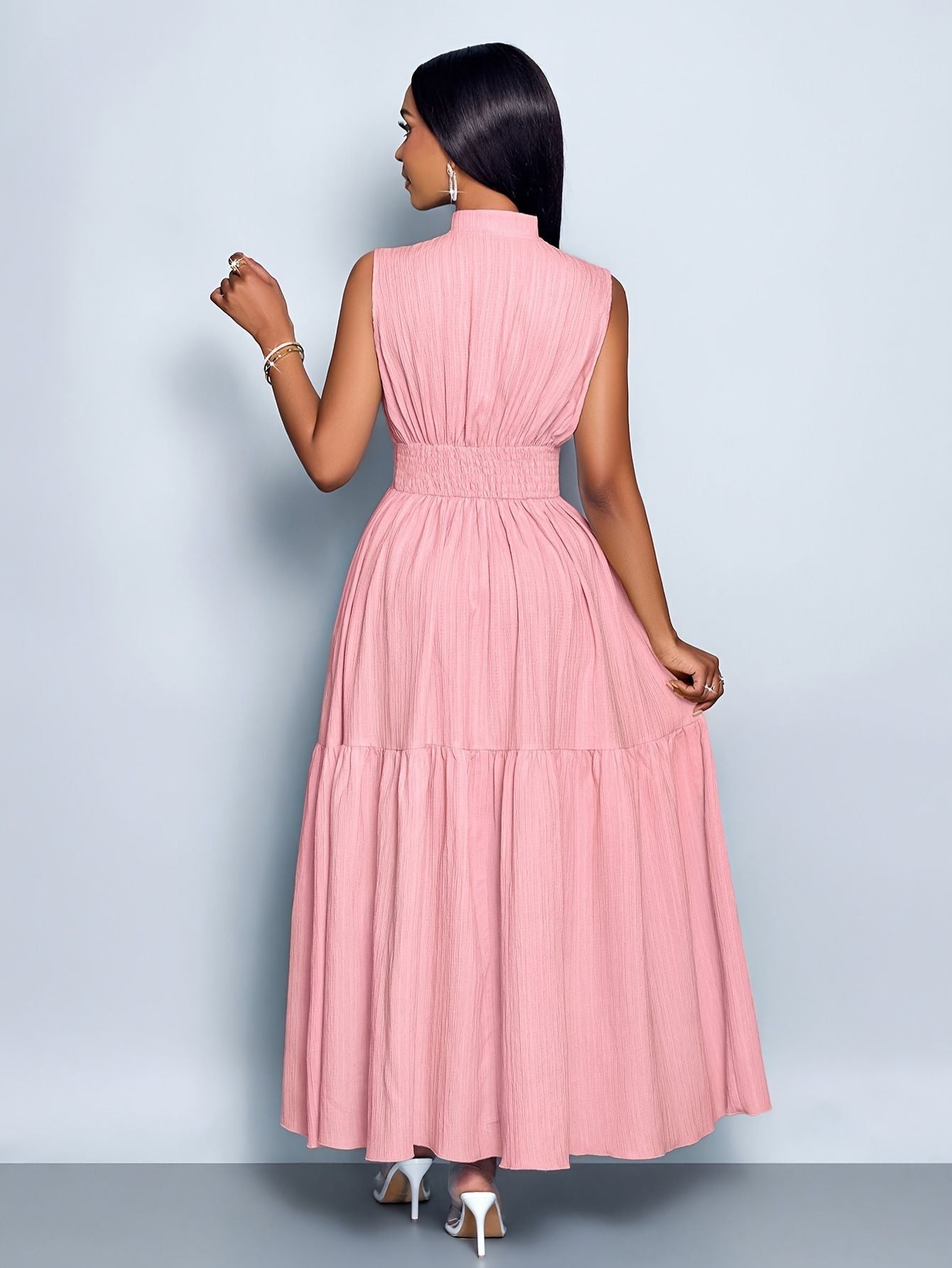Women's Textured Sleeveless Maxi Dress Fashion Grand