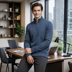 Men's half zip high collar thick knit sweater Fashion Grand