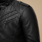 Slim Fit Zip-Up Motorcycle Jacket for Men Fashion Grand