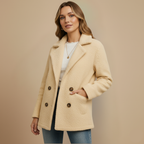Stylish women's teddy coat with double row of buttons Fashion Grand