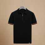 Men's quarter zip-up slim fit solid polo shirt Fashion Grand