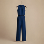 Women Elegant High Neck Wide Leg Jumpsuit Fashion Grand