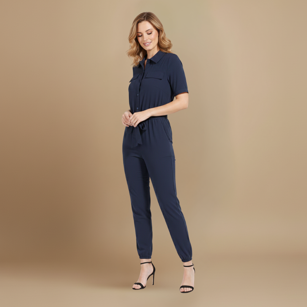 Women’s casual jumpsuit with button closure and waist tie Fashion Grand