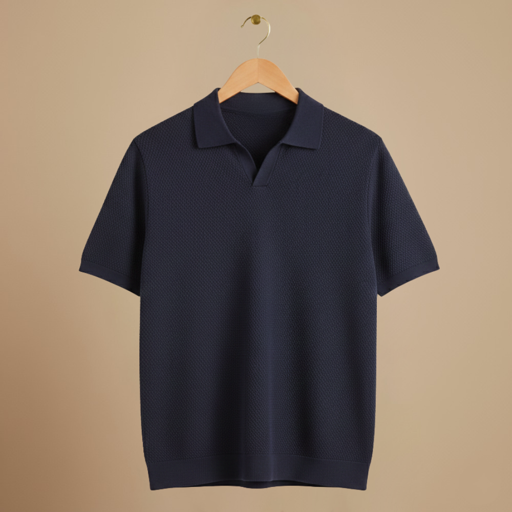 Men's open collar knitted short sleeve polo shirt Fashion Grand