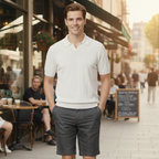 Men's short sleeved knitted v-neck polo shirt Fashion Grand