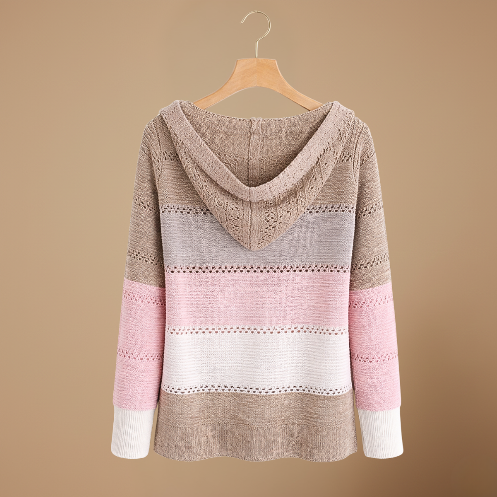 Women’s hooded long sleeve crochet pullover jumper Fashion Grand