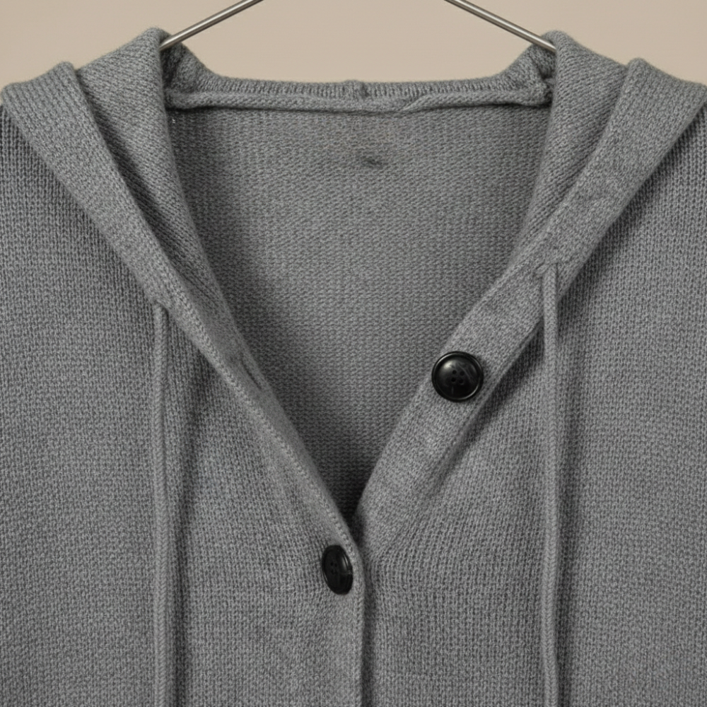 Women’s hooded single-breasted buttoned cardigan Fashion Grand