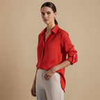 V-Neck Long Sleeve Button Blouse Fashion Grand