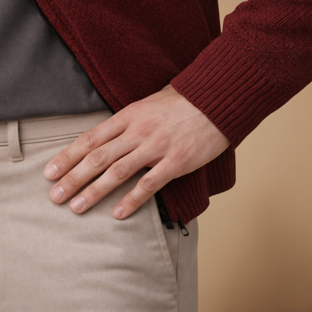 Men's full zip up high collar knit jumper Fashion Grand