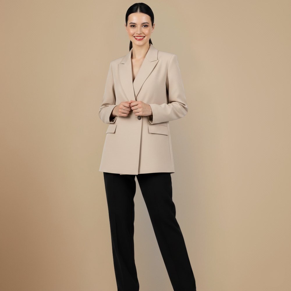 Women's Light Coloured Vintage Notched Lapel Blazer Fashion Grand