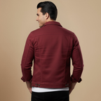 Men's Casual Black Solid Denim Jacket Fashion Grand