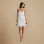 Women's Sequin Tassel Mini Dress Feather Accent Fashion Grand
