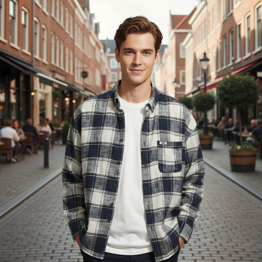 Men's classic plaid button down shirt Fashion Grand