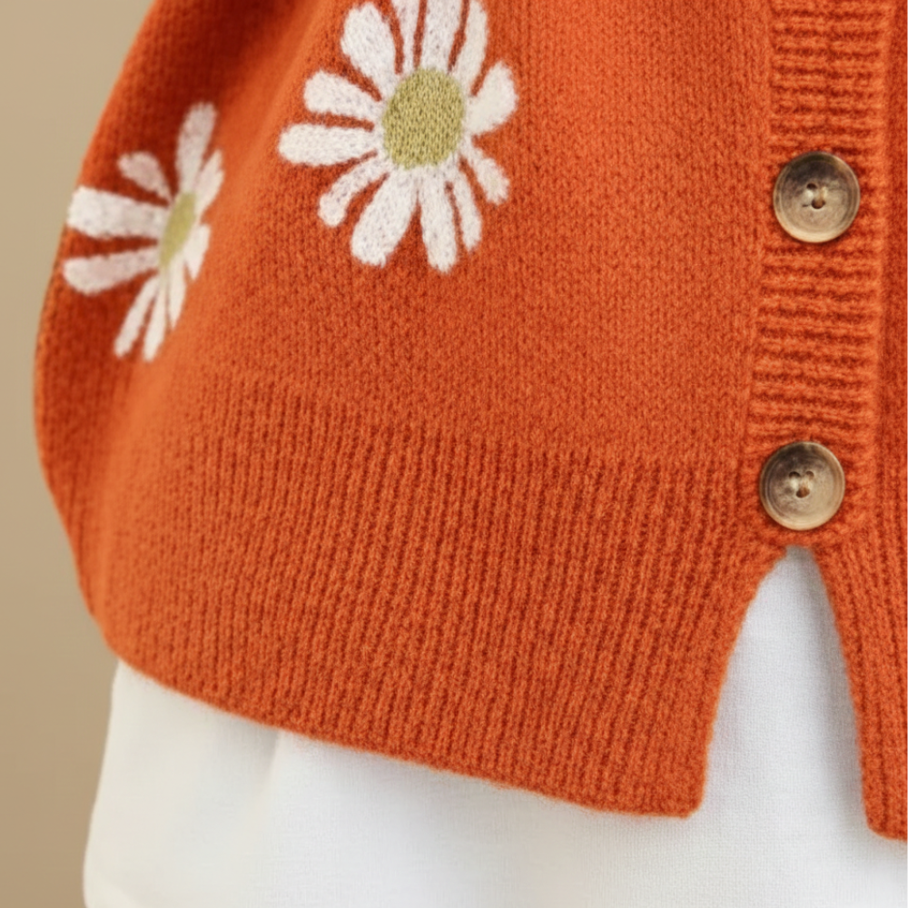 Women's floral embroidered button-up cardigan Fashion Grand