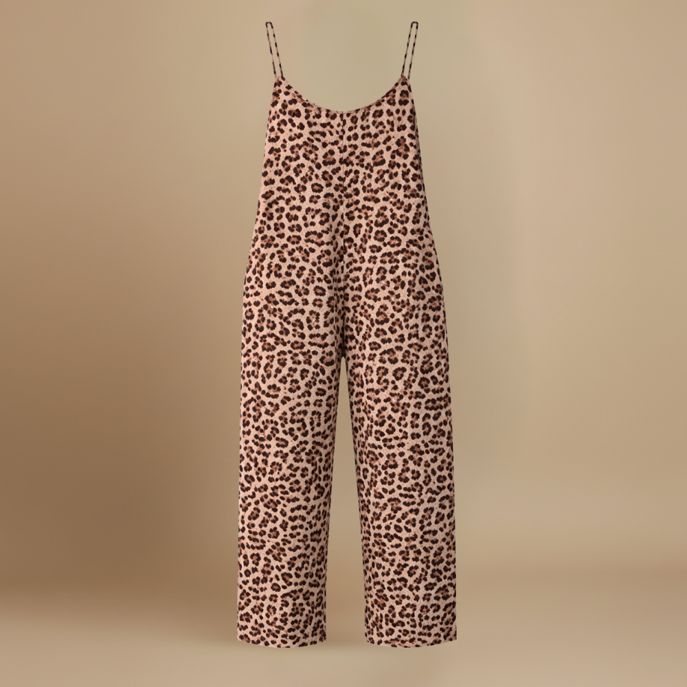 Women’s casual chic leopard print wide leg jumpsuit Fashion Grand