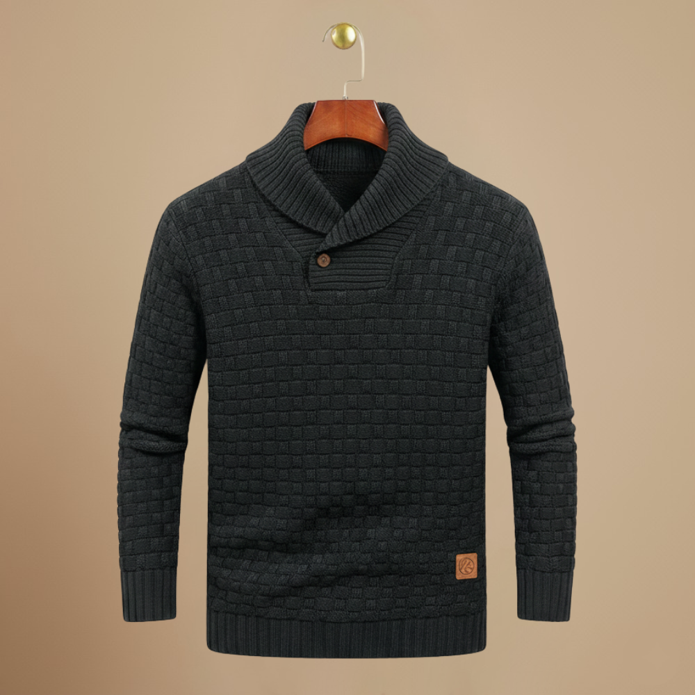 Men's knitted sweater with button collar Fashion Grand