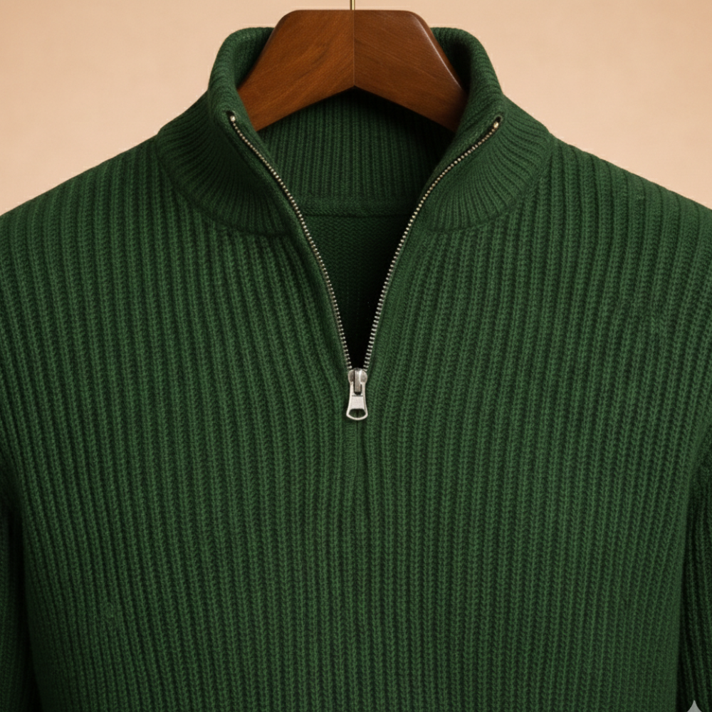 Men's casual zip turtleneck knitted pullover jumper Fashion Grand