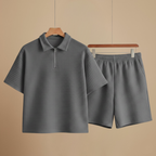 Men's casual short sleeve textured set Fashion Grand
