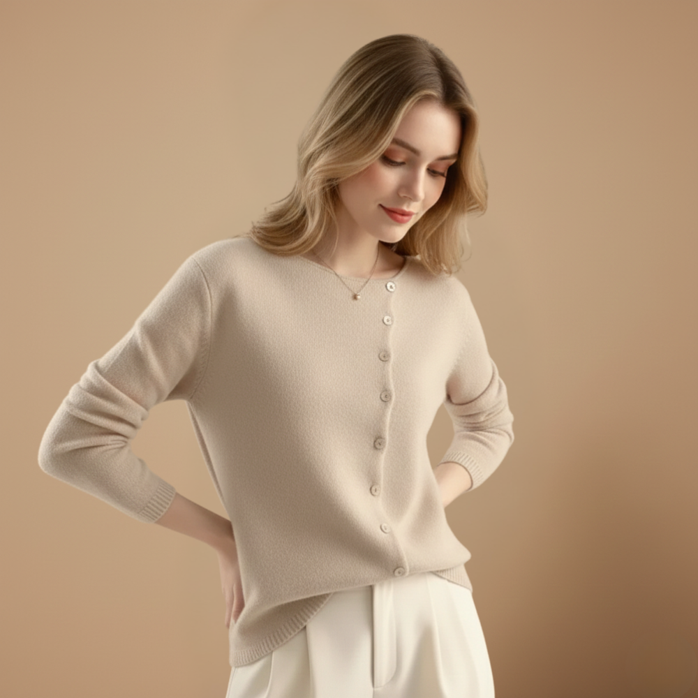 Women’s asymmetric buttoned design knitted jumper Fashion Grand