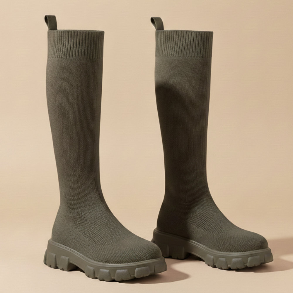 Women's elasticated mid calf boots Fashion Grand