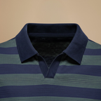 Men's striped v neck short sleeve polo shirt Fashion Grand