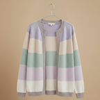 Women's knitted striped open cardigan Fashion Grand