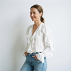 Women’s ruffle v-neck long sleeve blouse Fashion Grand