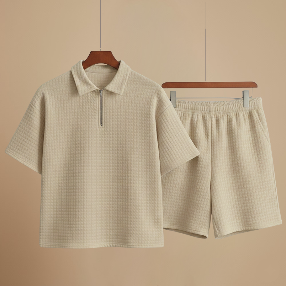 Men's casual short sleeve textured set Fashion Grand