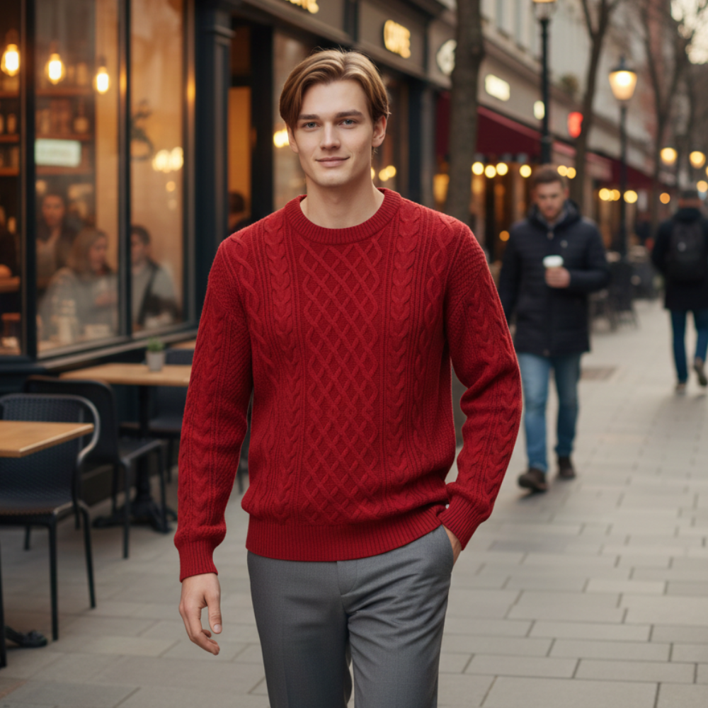 Men's casual o-neck knitted pullover jumper Fashion Grand