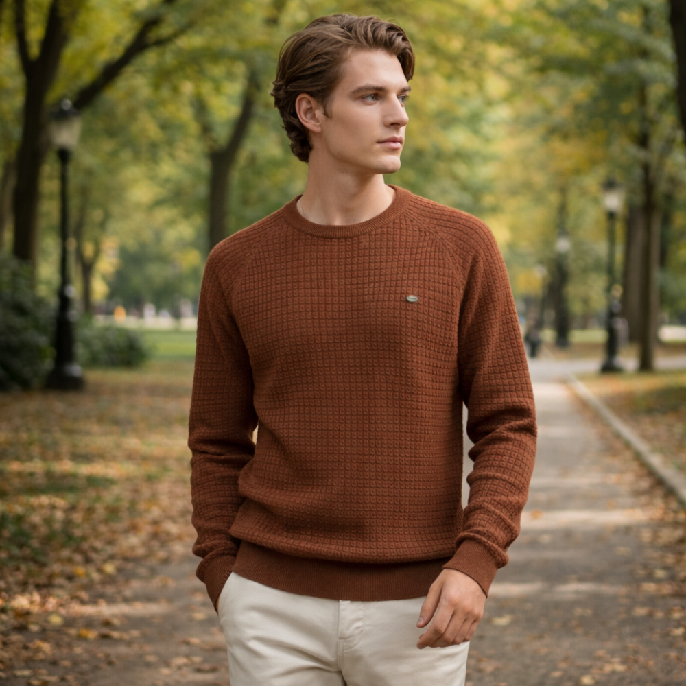 Men's basic round neck knitted jumper Fashion Grand