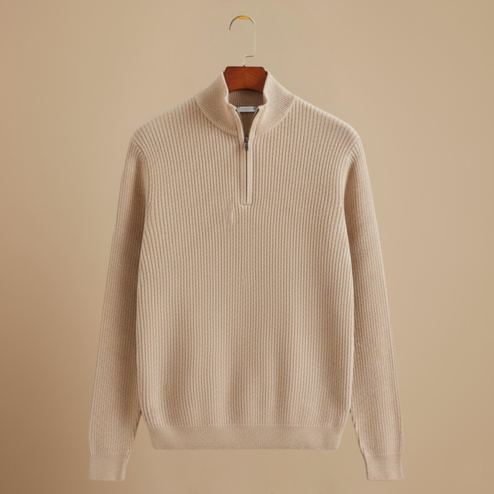 Men's zip collar knit long sleeve sweater Fashion Grand