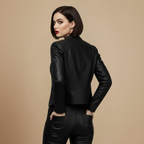 Chic Cropped Zip-Up Biker Style Jacket Fashion Grand