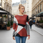 Women's loose sweater geometric patchwork design Fashion Grand