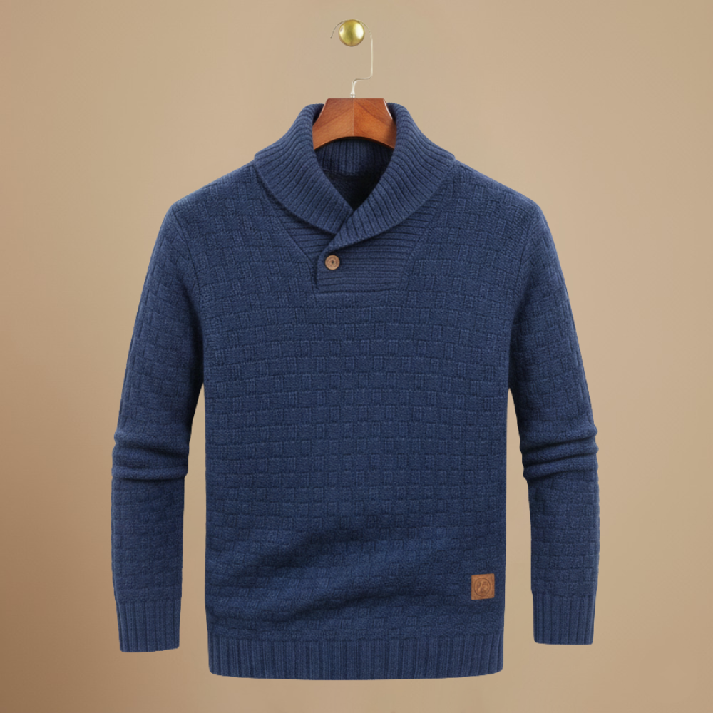 Men's knitted sweater with button collar Fashion Grand
