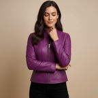 Fitted women's jacket made of imitation leather with zipper Fashion Grand