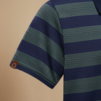 Men's striped v neck short sleeve polo shirt Fashion Grand