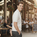 Men's short sleeved knitted v-neck polo shirt Fashion Grand