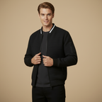 Men's Waffle Knit Full Zip Bomber Jacket Fashion Grand