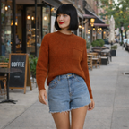 Crew Neck Knitted Sweater with Chest Pocket for Women Fashion Grand