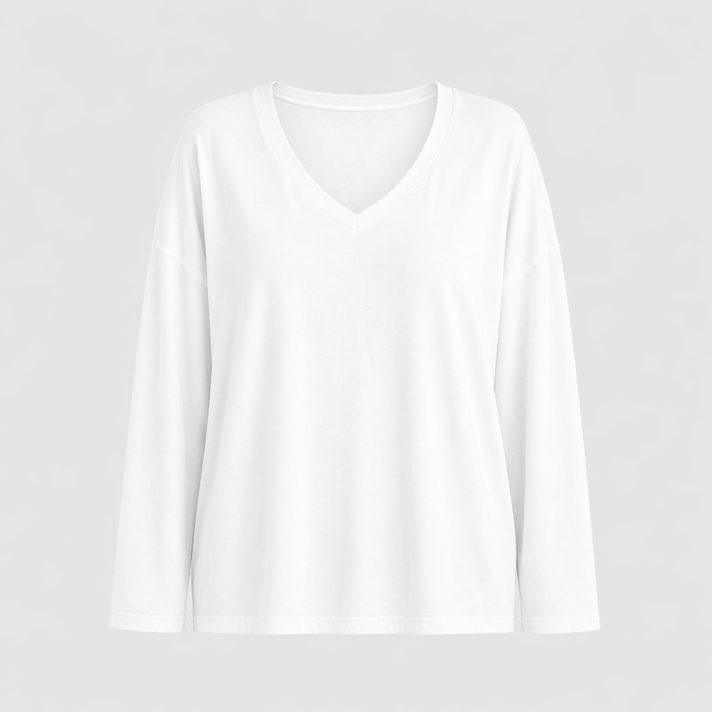 Women’s relaxed v-neck long sleeve blouse Fashion Grand