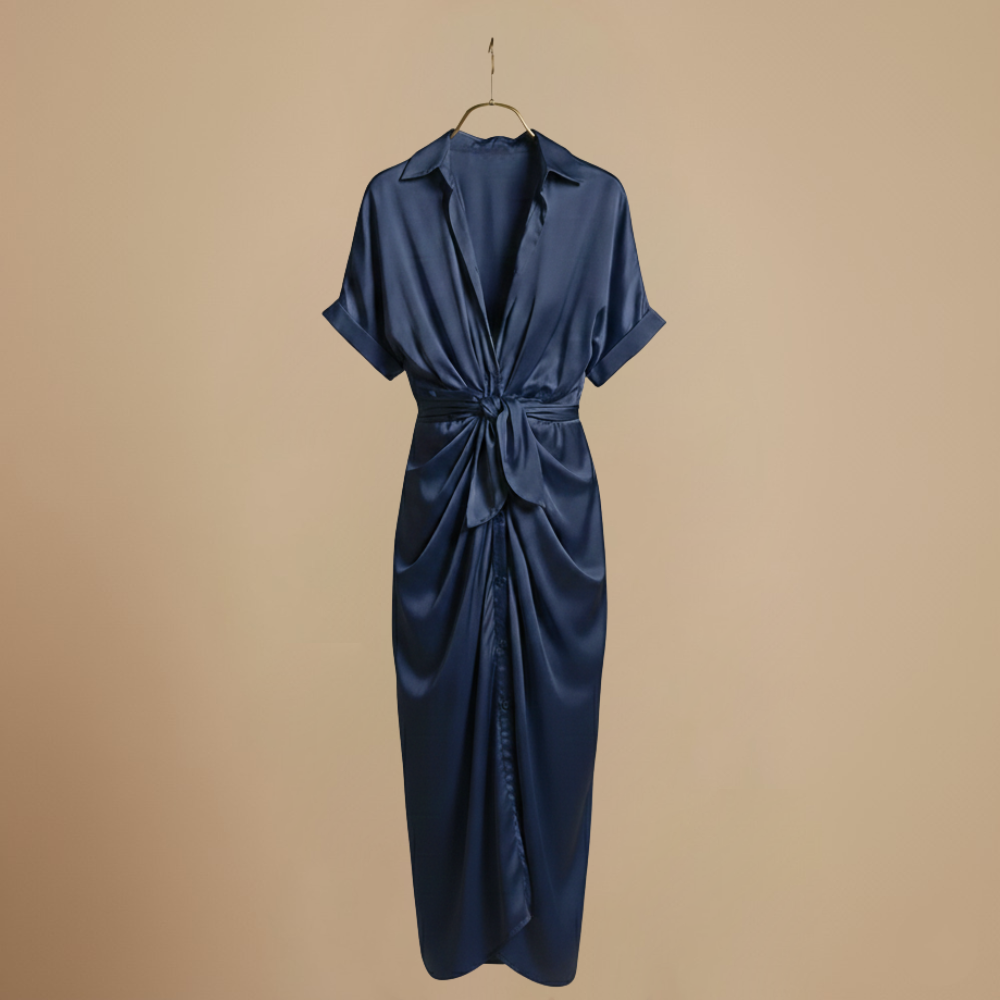 Women's midi dress with waist tie Fashion Grand