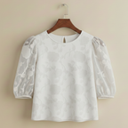 Women's chiffon round neck puff sleeve blouse Fashion Grand
