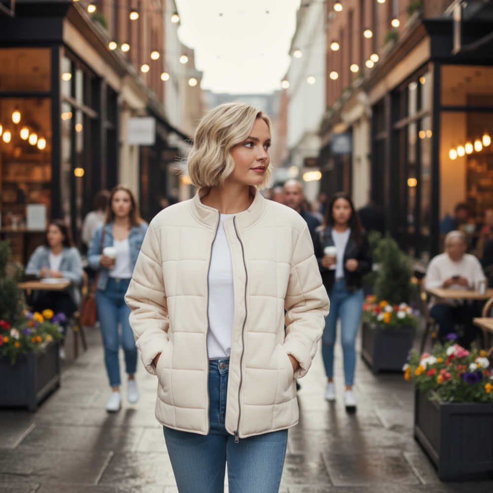 Women's casual zip-up puffer jacket Fashion Grand