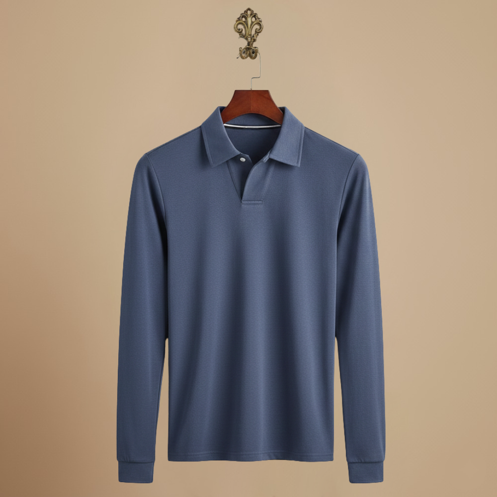 Men's long sleeve polo shirt with turned-down collar Fashion Grand