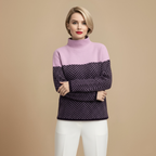 Stylish High Neck Colour Block Warm Jumper Fashion Grand