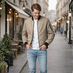 Men's slim fit zip-up bomber jacket Fashion Grand